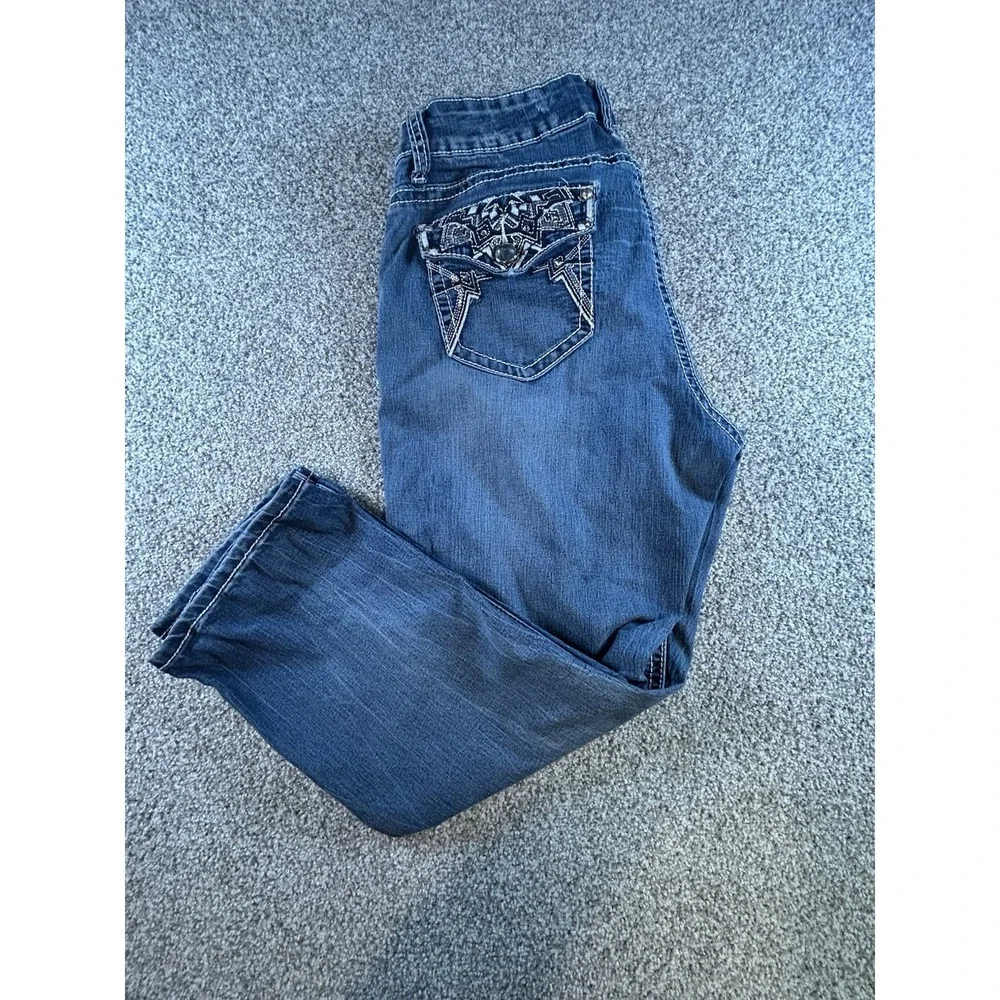 love indigo jeans Size 14 Crop BLING FLAP POCKET - Picture 12 of 12